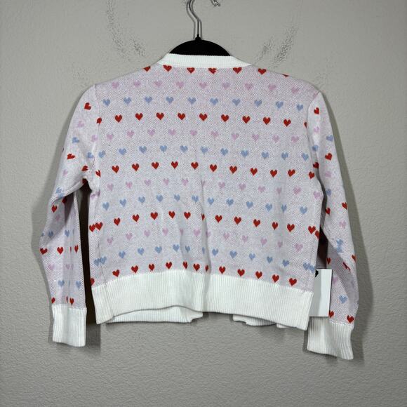 Callahan Knitwear XS Victoria Heart Love Print Button Up Cardigan Sweater Cotton - Picture 3 of 10